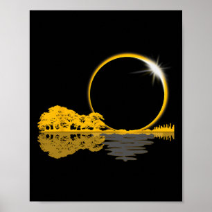 Affiche Solar Eclipse Guitare Nature Lune Retro Style Guit