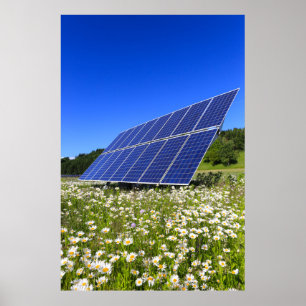 Affiche Solar Panels Green Meadow Sustainable Energy