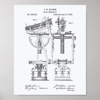 Affiche Solar Theodolite 1883 Patent Art White Paper