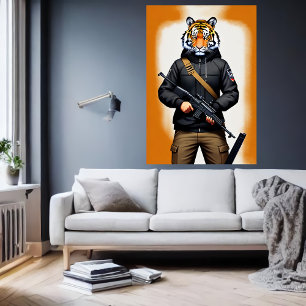 Affiche Soldat anthropomorphique du tigre   Art AI