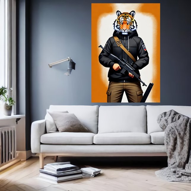 Affiche Soldat anthropomorphique du tigre | Art AI (Créateur téléchargé)