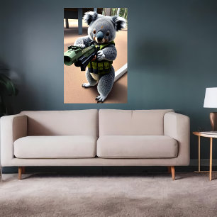 Affiche Soldat anthropomorphique Koala   Art AI