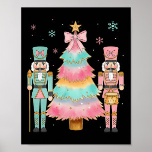 Affiche Soldat Casseur de Noix Pastel Rose Arbre de Noël