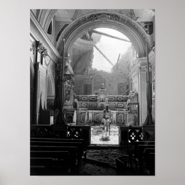 Affiche Soldat Dans Bombed Out Church - Italie - 1944 (Devant)