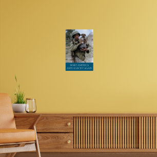 Affiche Soldat de la Seconde Guerre mondiale avec chiot MA