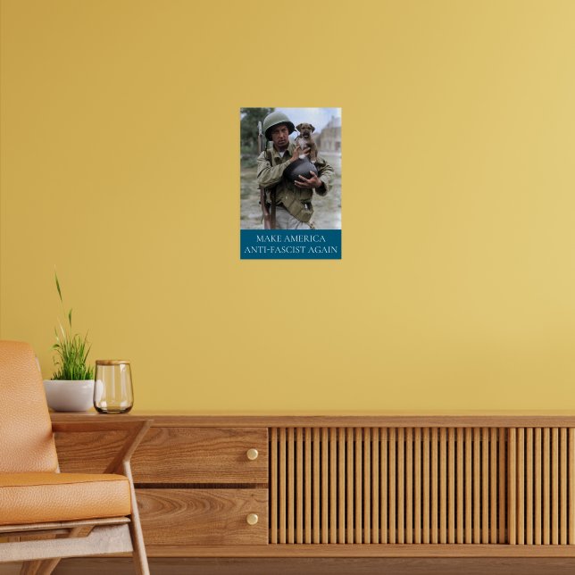 Affiche Soldat de la Seconde Guerre mondiale avec chiot MA (Salon 2)