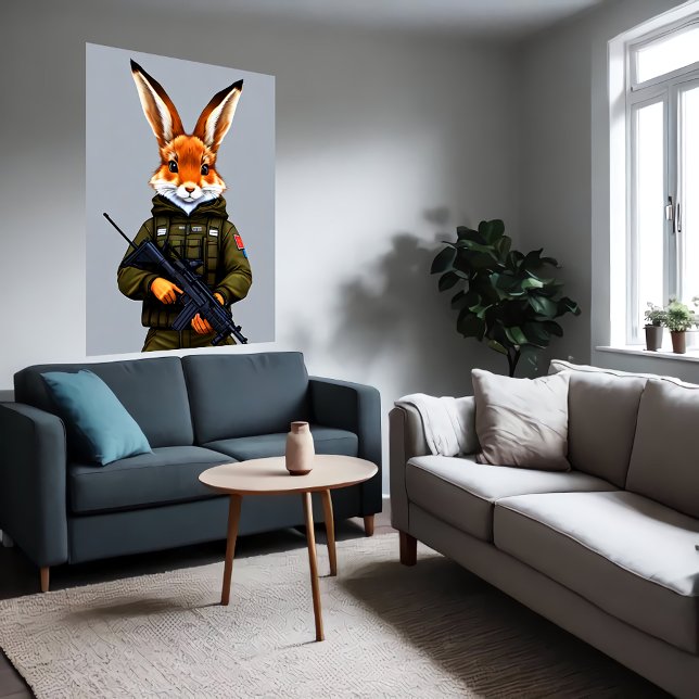 Affiche Soldat de lapin anthropomorphique renard | Art AI (Créateur téléchargé)