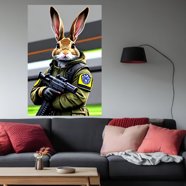Affiche Soldat de lapin cool anthropomorphique | Art AI (Créateur téléchargé)