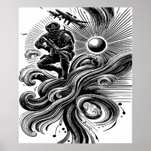 Affiche Soldat et Vagues Art Solaire