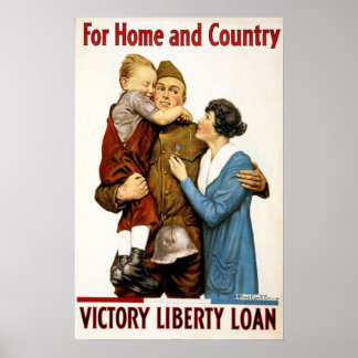 Affiche Soldat patriotique vintage pour l'emprunt de la li