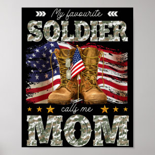 Affiche Soldat préféré appelle maman fières mères militair