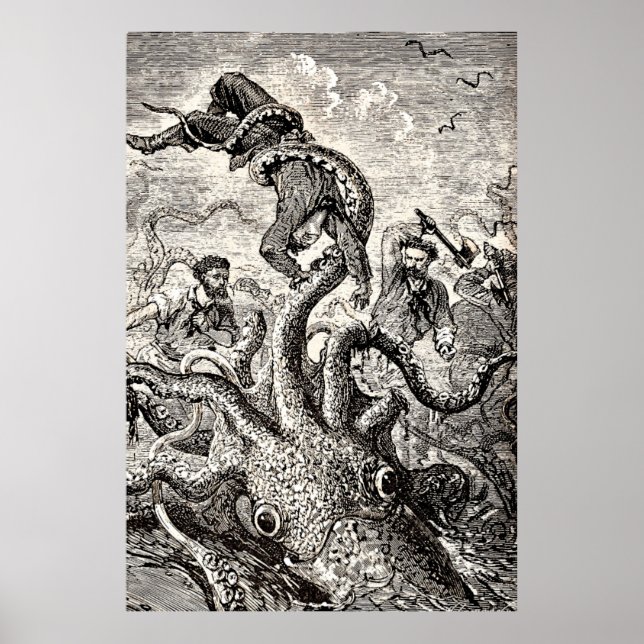 Affiche Soldat vintage de capture de poulpe (Devant)