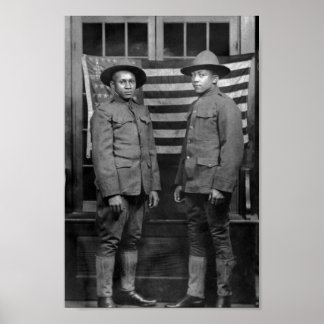 Affiche Soldats Afro-Américains Drapeau Américain