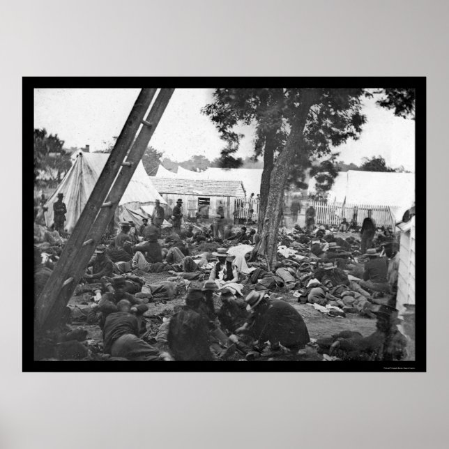 Affiche Soldats blessés à l'hôpital de guerre civile 1862 (Devant)