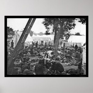 Affiche Soldats blessés dans l'hôpital 1862 de guerre