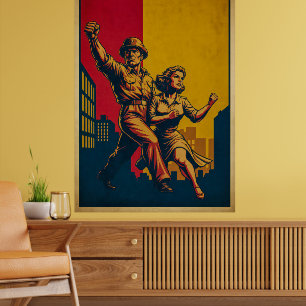 Affiche Soldats héroïques Rétro Armée Propagande Art