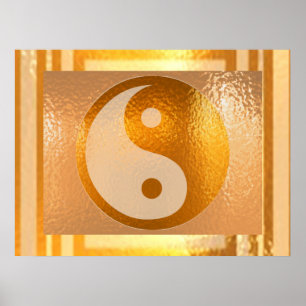 Affiche Solde YIN YANG : Bordure dorée large