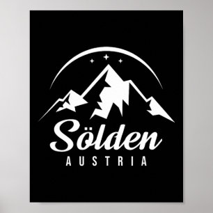 Affiche Sölden Austria Ski Resort Snowboard Souv