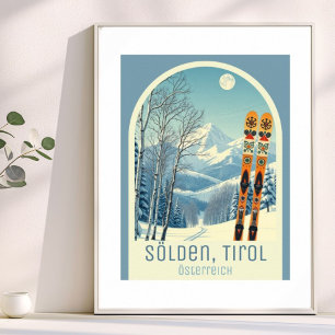 Affiche Sölden autriche station de ski Österreich Arlberg