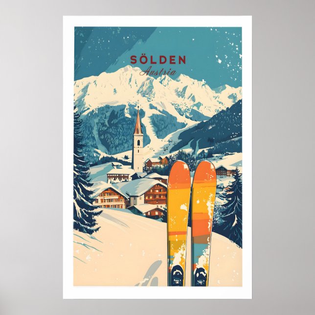 Affiche Sölden Ski Print Autriche 1 (Devant)