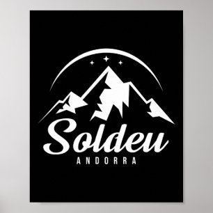 Affiche Soldeu Andorre Station de ski Ski Snowboard