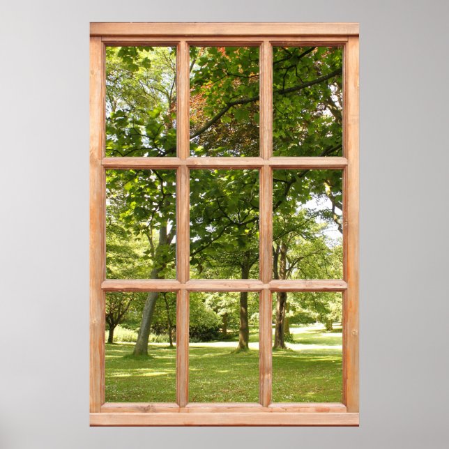 Affiche Soleil à travers les arbres Vue d'une fenêtre (Devant)