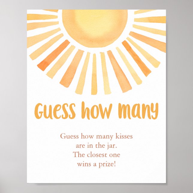 Affiche Soleil brillant Devinez combien de baby shower jeu (Devant)