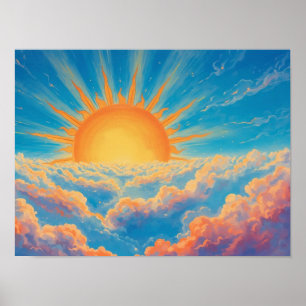 Affiche Soleil brillant et nuages lourds