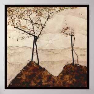 Affiche Soleil d'automne et arbres par Egon Schiele, Art v