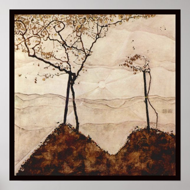 Affiche Soleil d'automne et arbres par Egon Schiele, Art V (Devant)