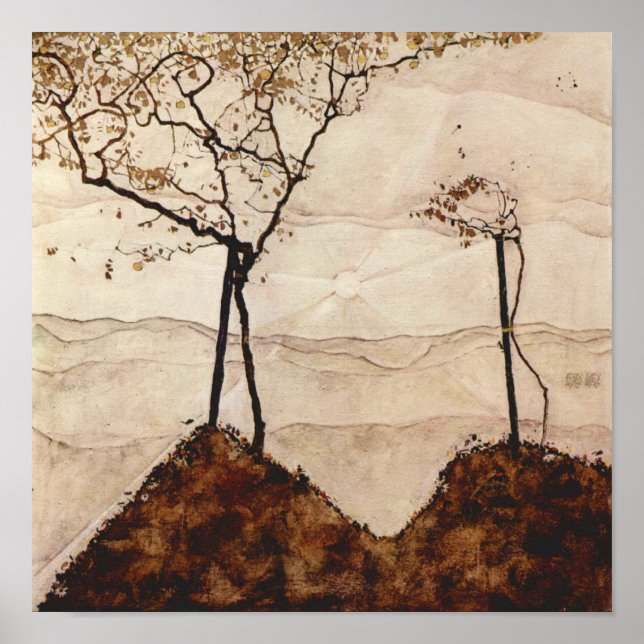 Affiche Soleil d'automne et arbres par Egon Schiele, Art V (Devant)