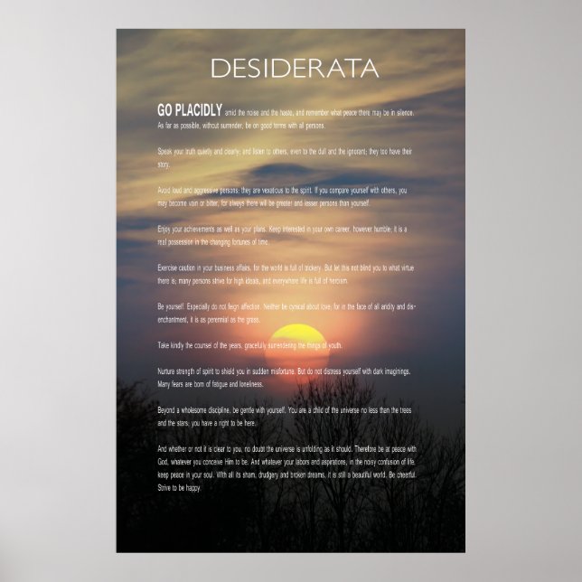 Affiche Soleil d'hiver DESIDERATA (Devant)