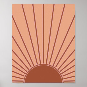 Affiche Soleil Earth Tones Sunrise Brown Rust Retro Sunshi
