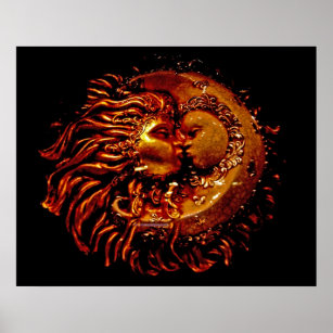 Affiche Soleil et Lune face à face