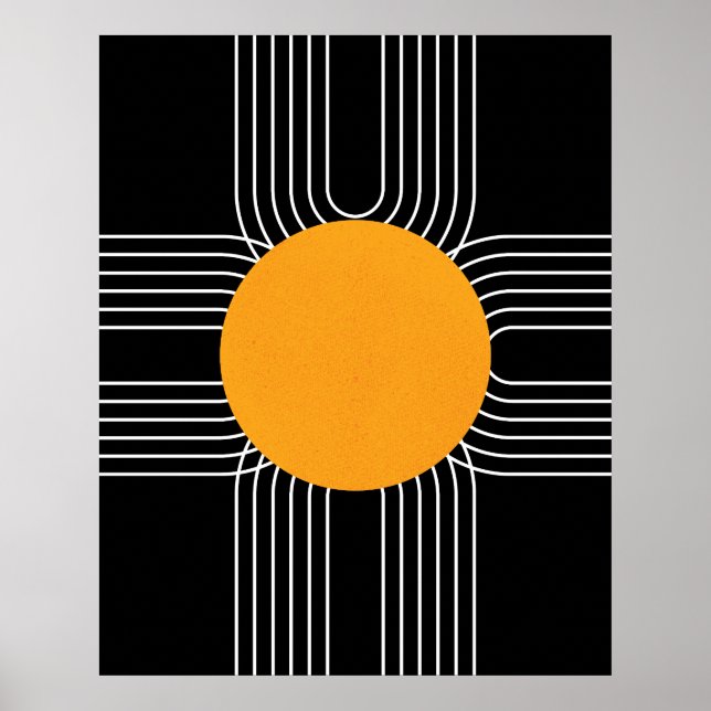 Affiche Soleil Géométrique Abstrait Bohème Moderne du Mili (Devant)