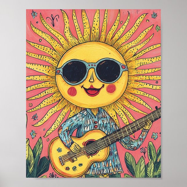 Affiche Soleil jouant de la guitare (Devant)