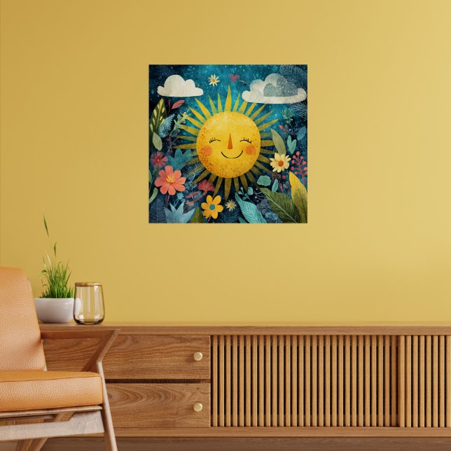 Affiche Soleil joyeux surplombant le jardin (Salon 2)