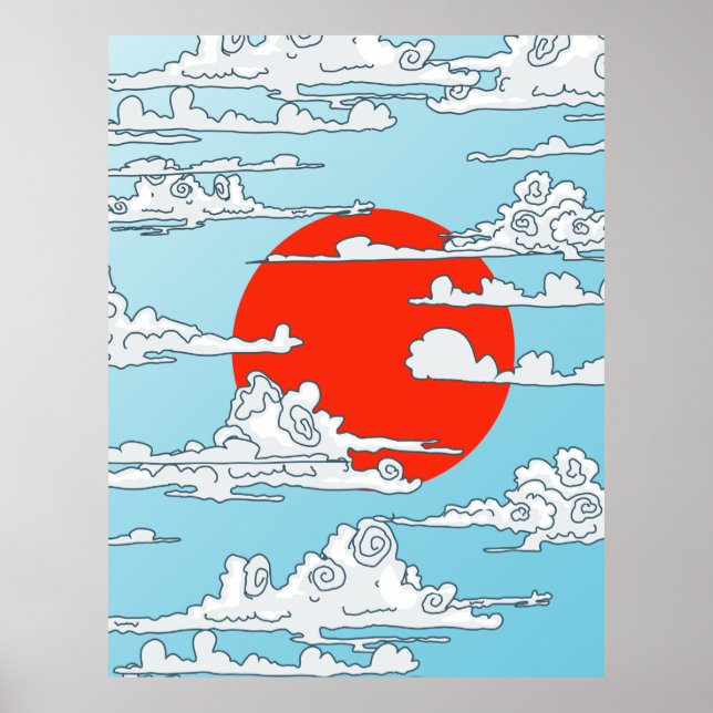 Affiche soleil levant japonais (Devant)