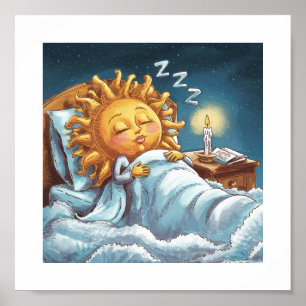 Affiche soleil lunaire dans le lit