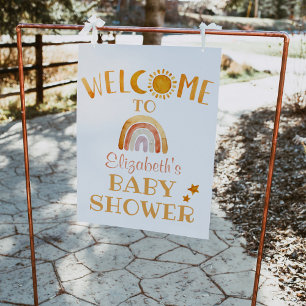 Affiche Soleil, Lune, Arc-en-ciel et Étoiles uniques Bienv