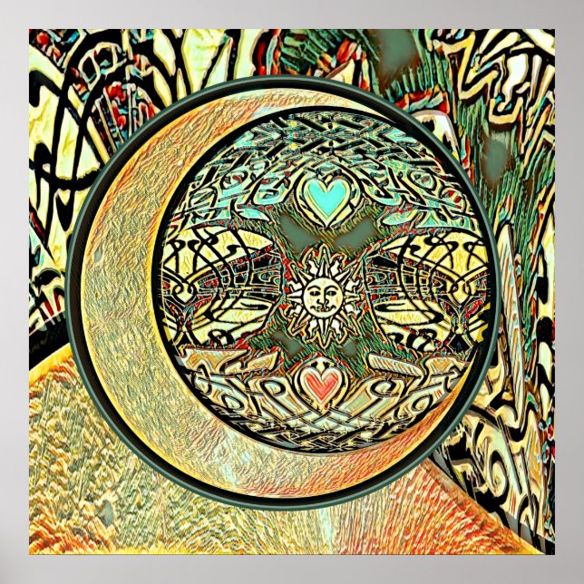 Affiche Soleil, Lune, Yin Yang, Arbre de Vie (Devant)