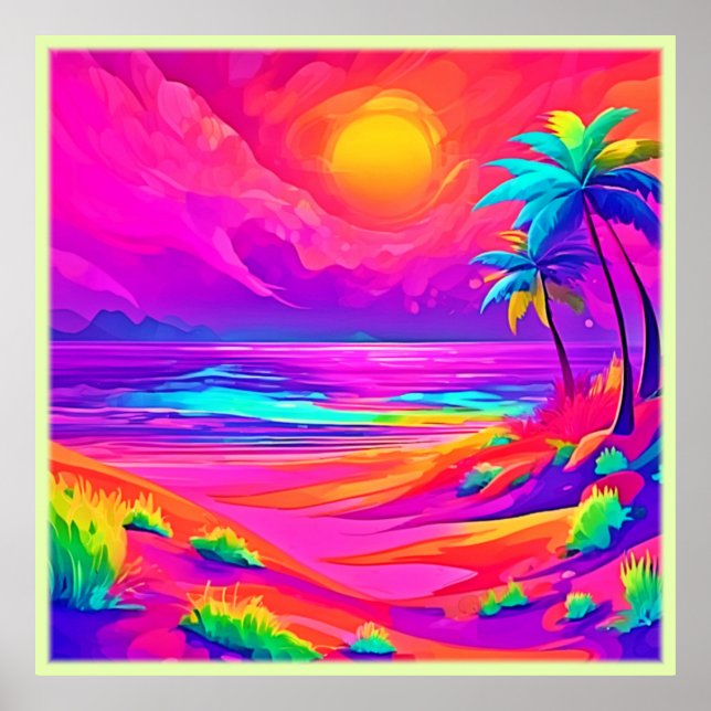 Affiche Soleil Néon & Plaisir de la Plage (Devant)