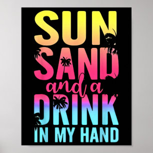 Affiche Soleil Sable Et Un Verre Dans Mon Vacat De Croisiè