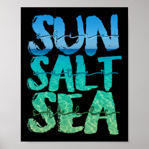 Affiche Soleil Sable Mer Sel Croisière Navire de Plage Été