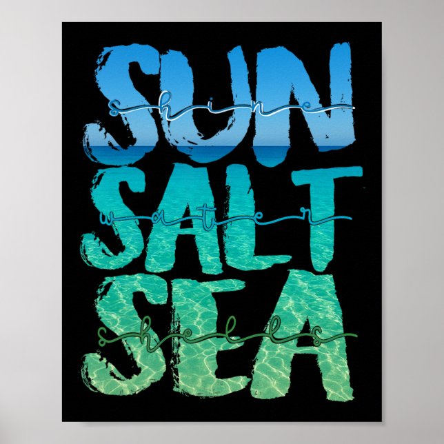 Affiche Soleil Sable Mer Sel Croisière Navire de Plage Été (Devant)