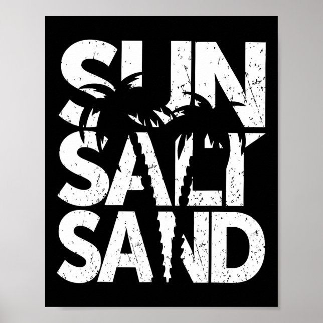 Affiche Soleil Sel Sable Palmier Hawaï Plage Été Vacances (Devant)