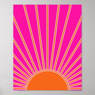Affiche Soleil Sunrise Hot Rose Et Orange Preppy Sunshine