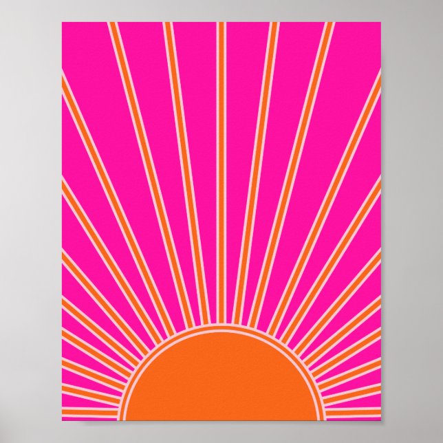 Affiche Soleil Sunrise Hot Rose Et Orange Preppy Sunshine (Devant)