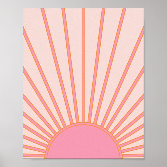 Affiche Soleil Sunrise rose Abstrait Retro Sunshine (Devant)