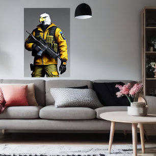Affiche Solider anthropomorphique d'aigle Art AI